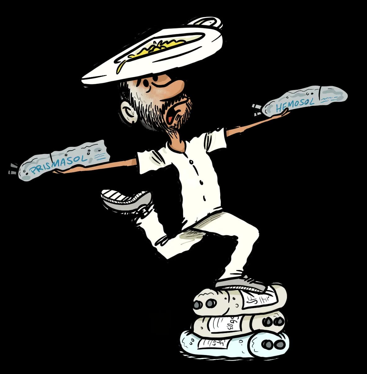 Viñeta autorretrato de Félix, el Whoper, con uniforme de enfermero